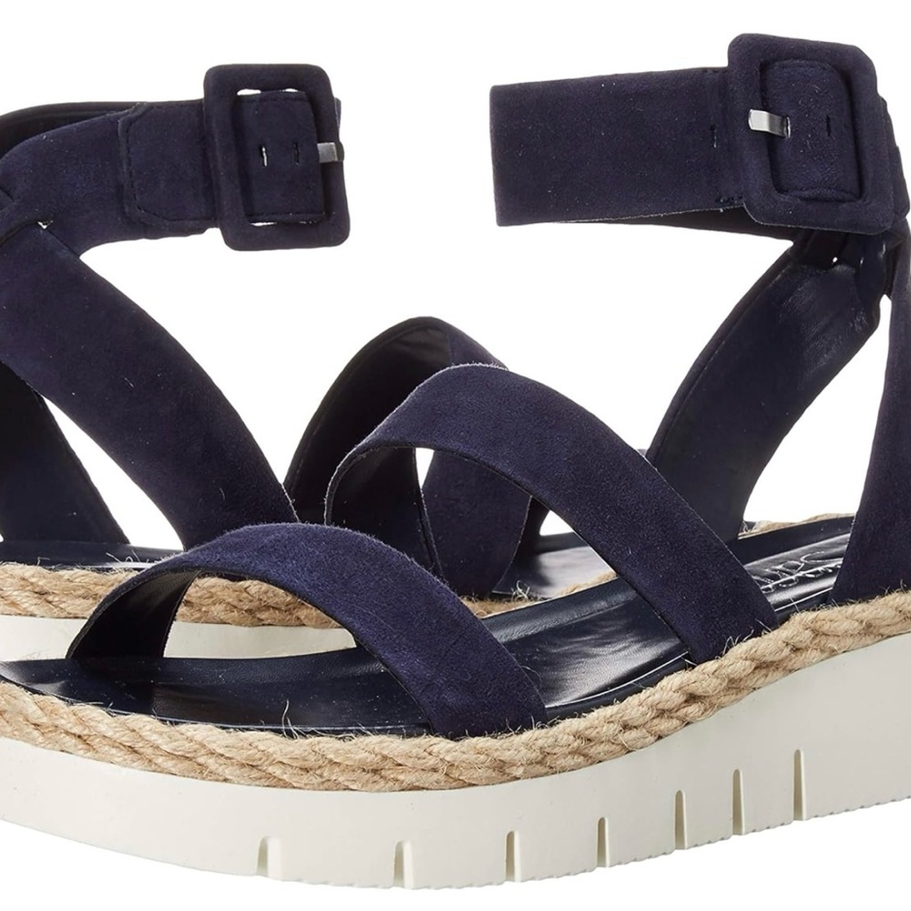NEW Franco Sarto Navy Sandals with Cream Sole